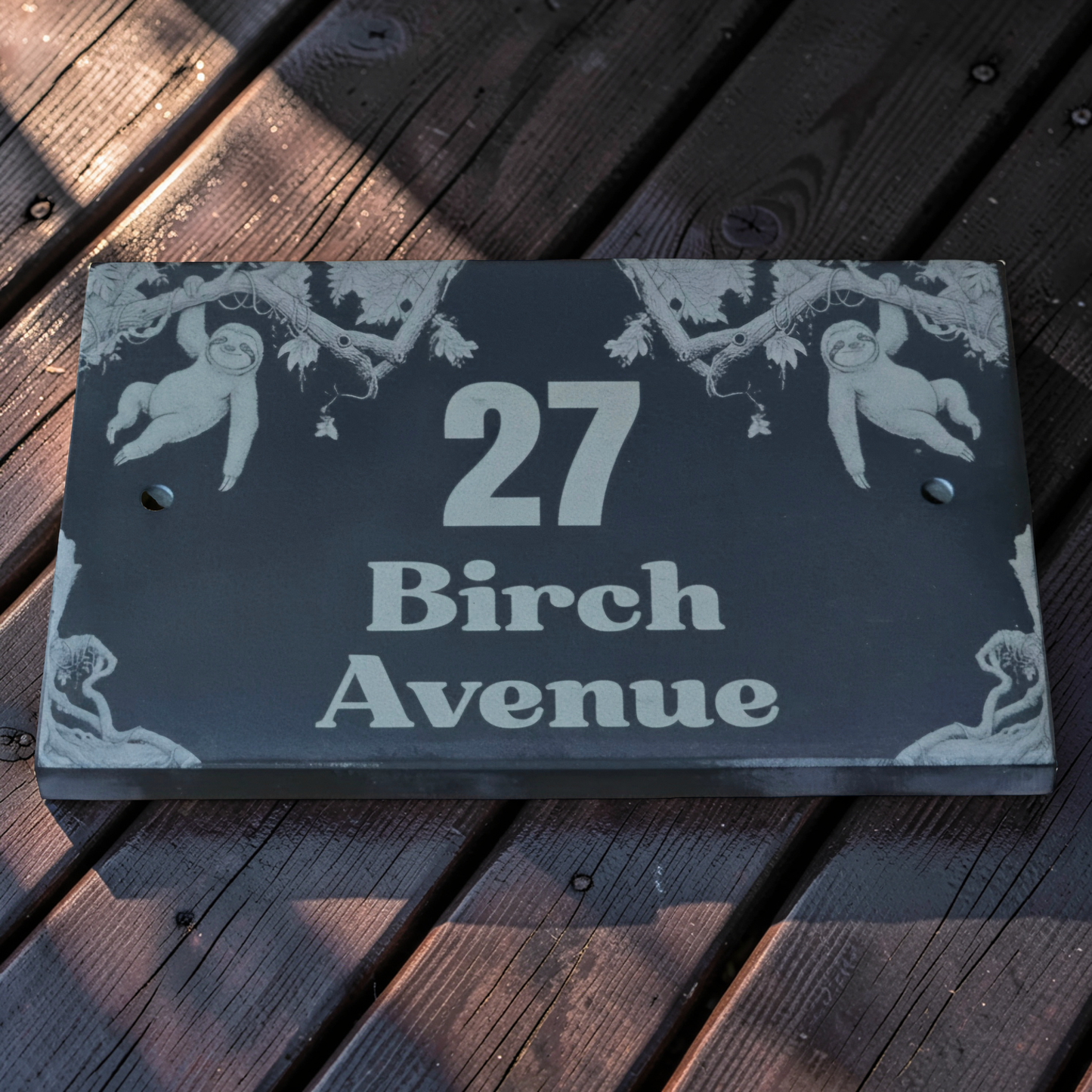 Sloth House Address Sign - Personalised Slate Address Sign