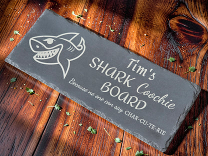 Personalised Shark Coochie Slate Cheese Board