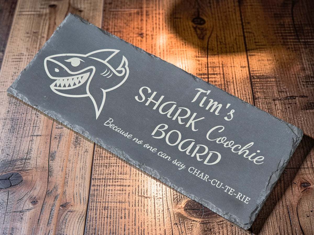Personalised Shark Coochie Slate Cheese Board