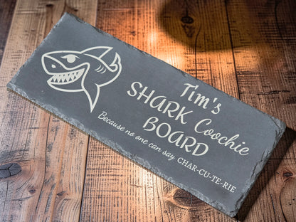Personalised Shark Coochie Slate Cheese Board