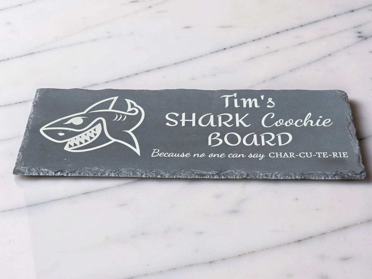 Personalised Shark Coochie Slate Cheese Board