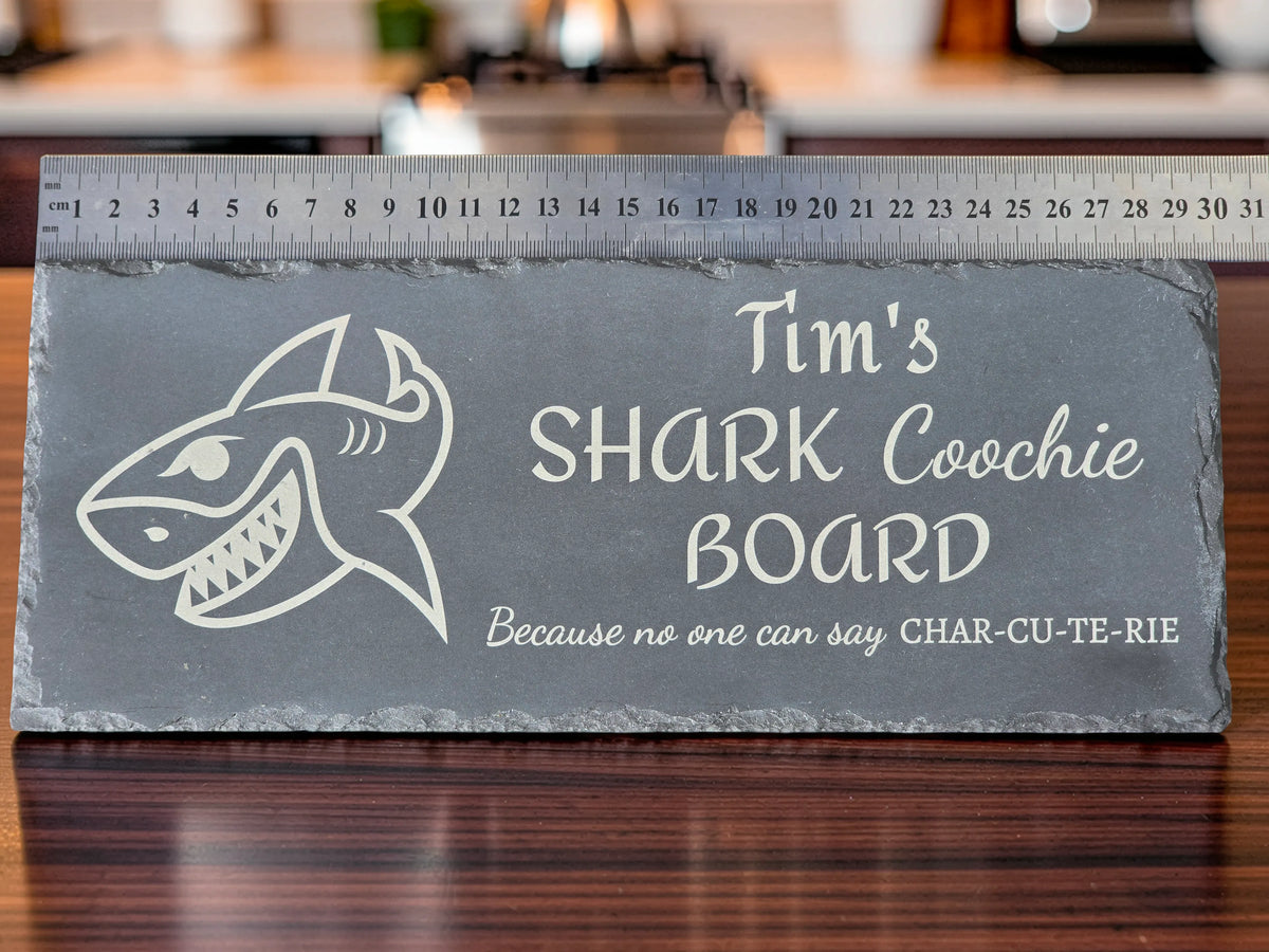 Personalised Shark Coochie Slate Cheese Board