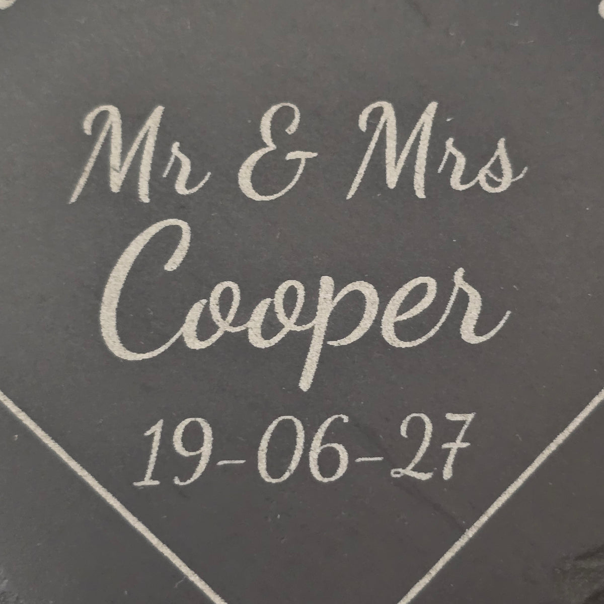 Personalised Heart Slate Coaster - Wedding & Anniversary Gift