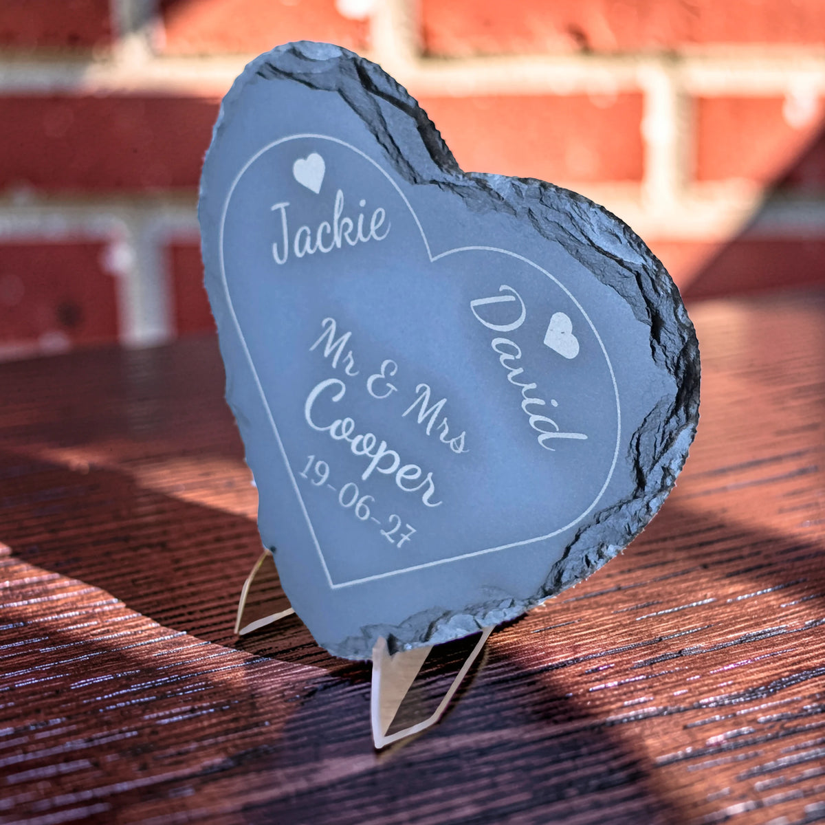 Personalised Heart Slate Coaster - Wedding & Anniversary Gift