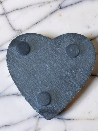 Personalised Heart Slate Coaster - Wedding & Anniversary Gift