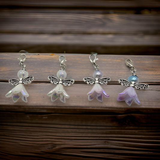 4 pack Angel zipper charms - Bellflower shaped angel charms