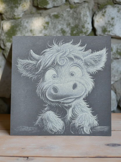 cute baby highland cow on a slate drinks coaster