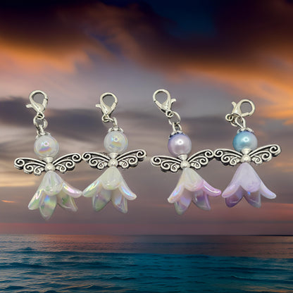 4 pack Angel zipper charms - Bellflower shaped angel charms