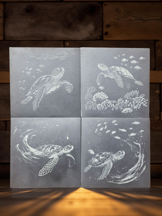 Sea Turtle Slate Coasters - 4 pack contemporary drinks coasters