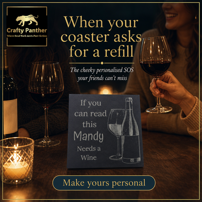 Personalised Wine Coaster - Custom Slate Drinks Mat Gift for Wine Lovers
