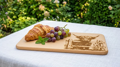 Highland Cow Engraved Wooden Breakfast Board