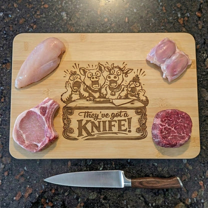 They've got a Knife! Bamboo Chopping Board 30cmx24cm