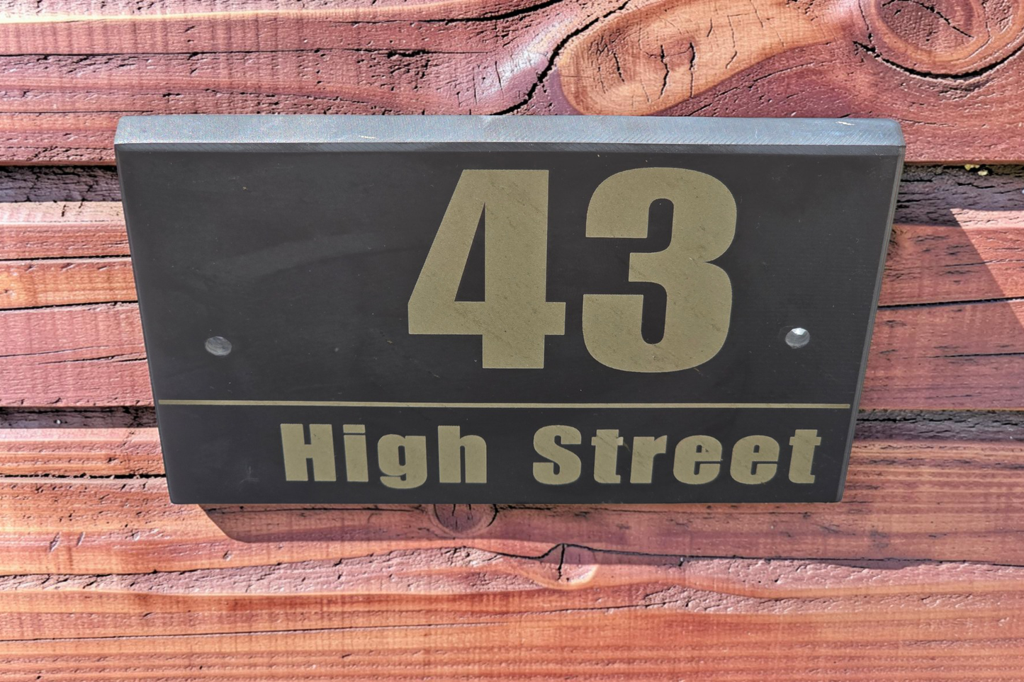 Contemporary Engraved Slate House Number & Street Sign