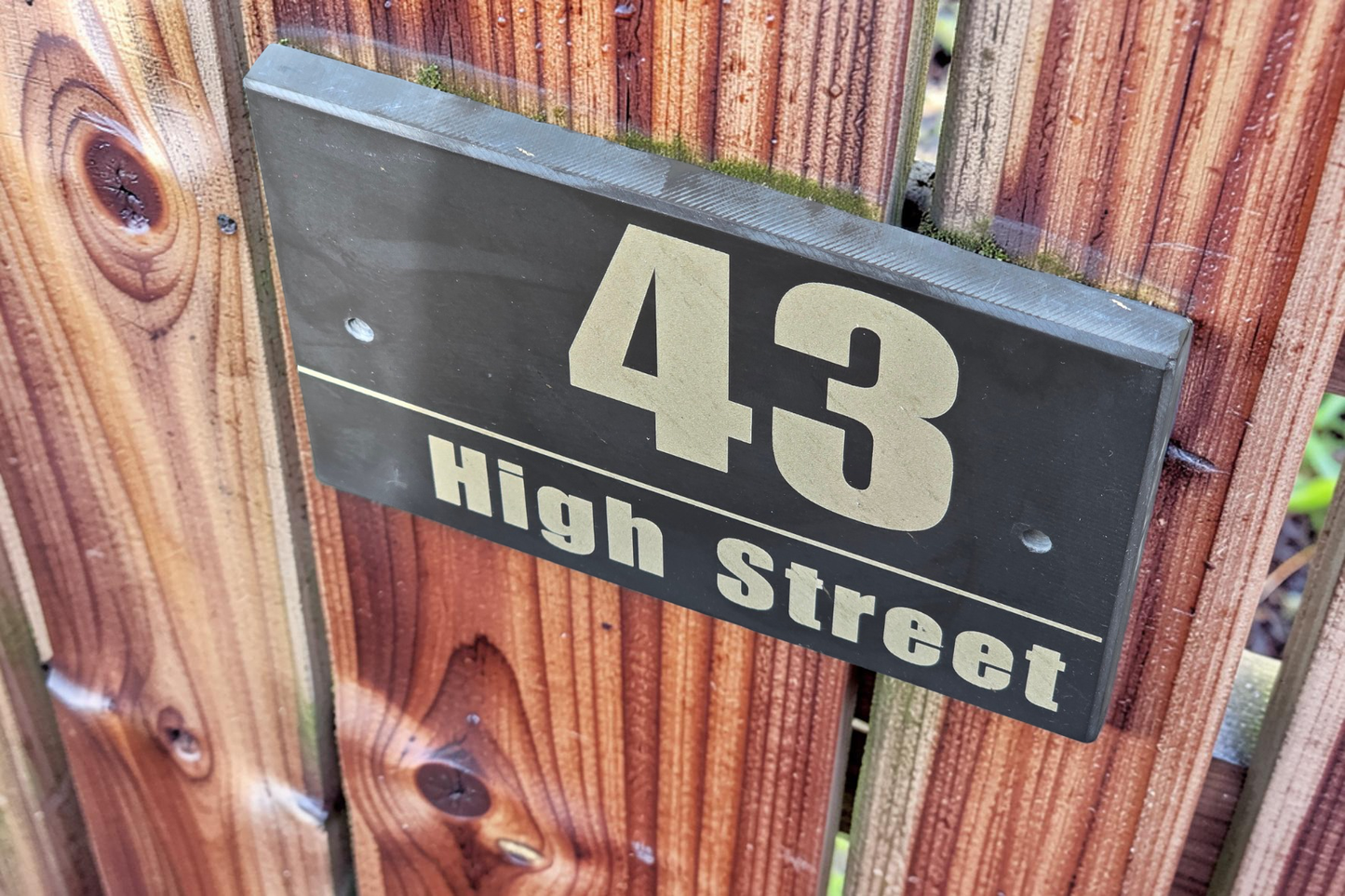 Contemporary Engraved Slate House Number & Street Sign