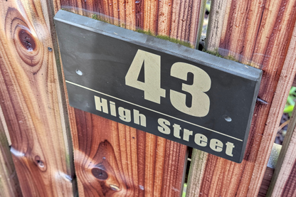 Contemporary Engraved Slate House Number & Street Sign