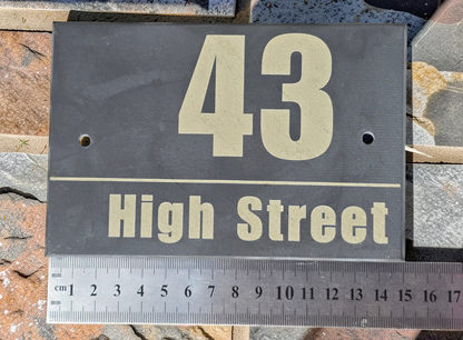Contemporary Engraved Slate House Number & Street Sign