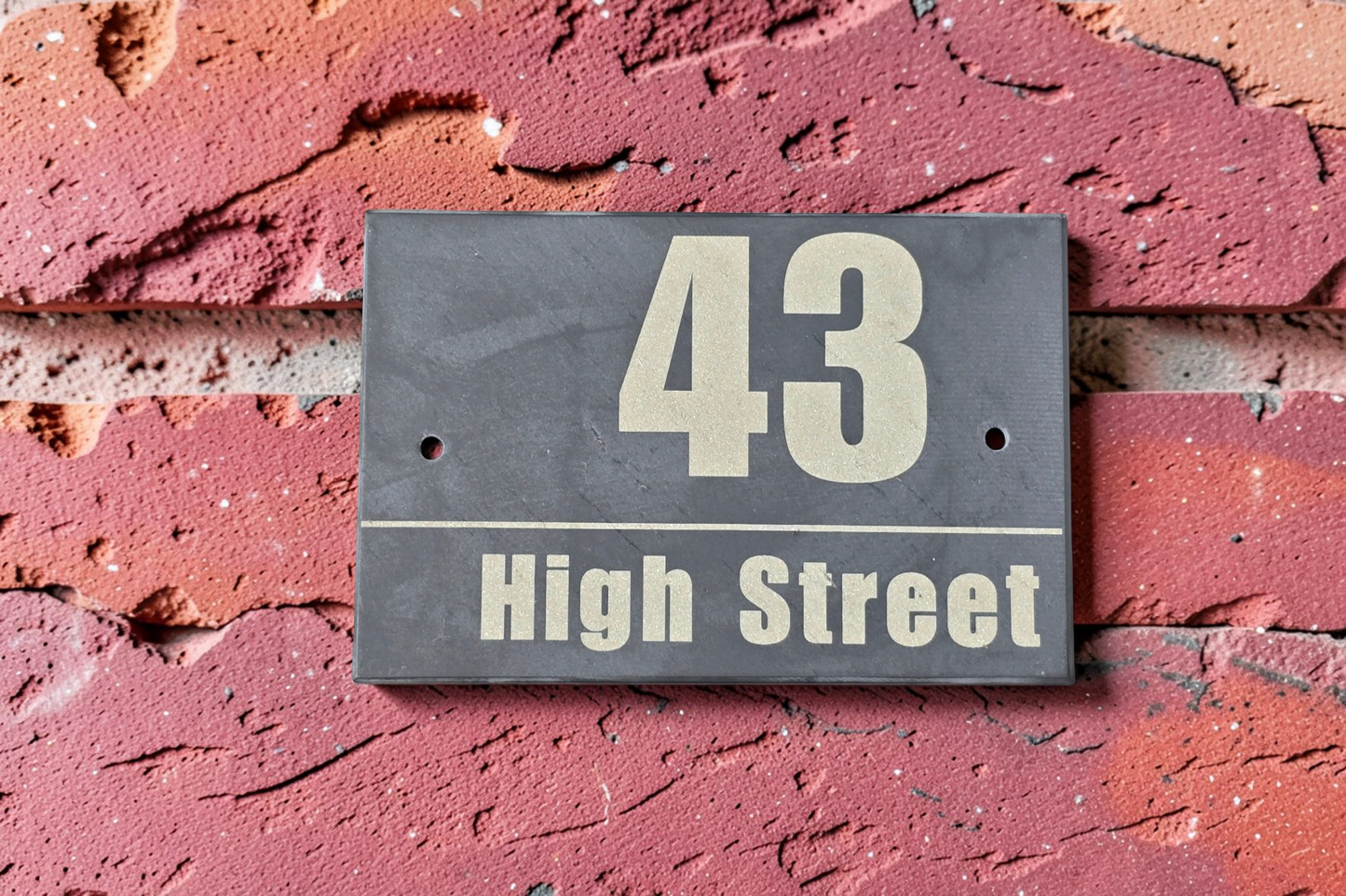 Contemporary Engraved Slate House Number & Street Sign