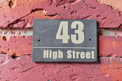 Contemporary Engraved Slate House Number & Street Sign