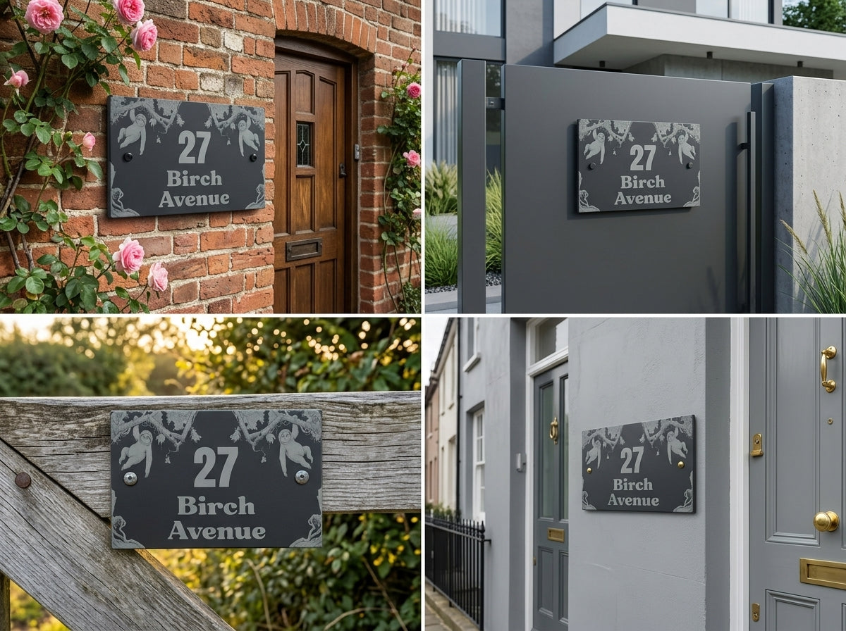 Sloth House Address Sign - Personalised Slate Address Sign