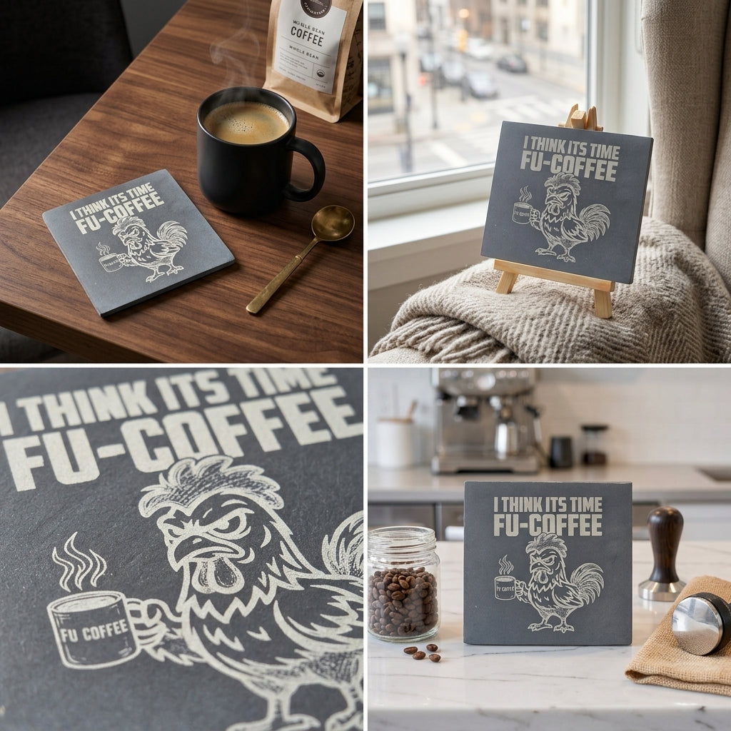 I Think Its Time FU-COFFEE - Slate Coaster