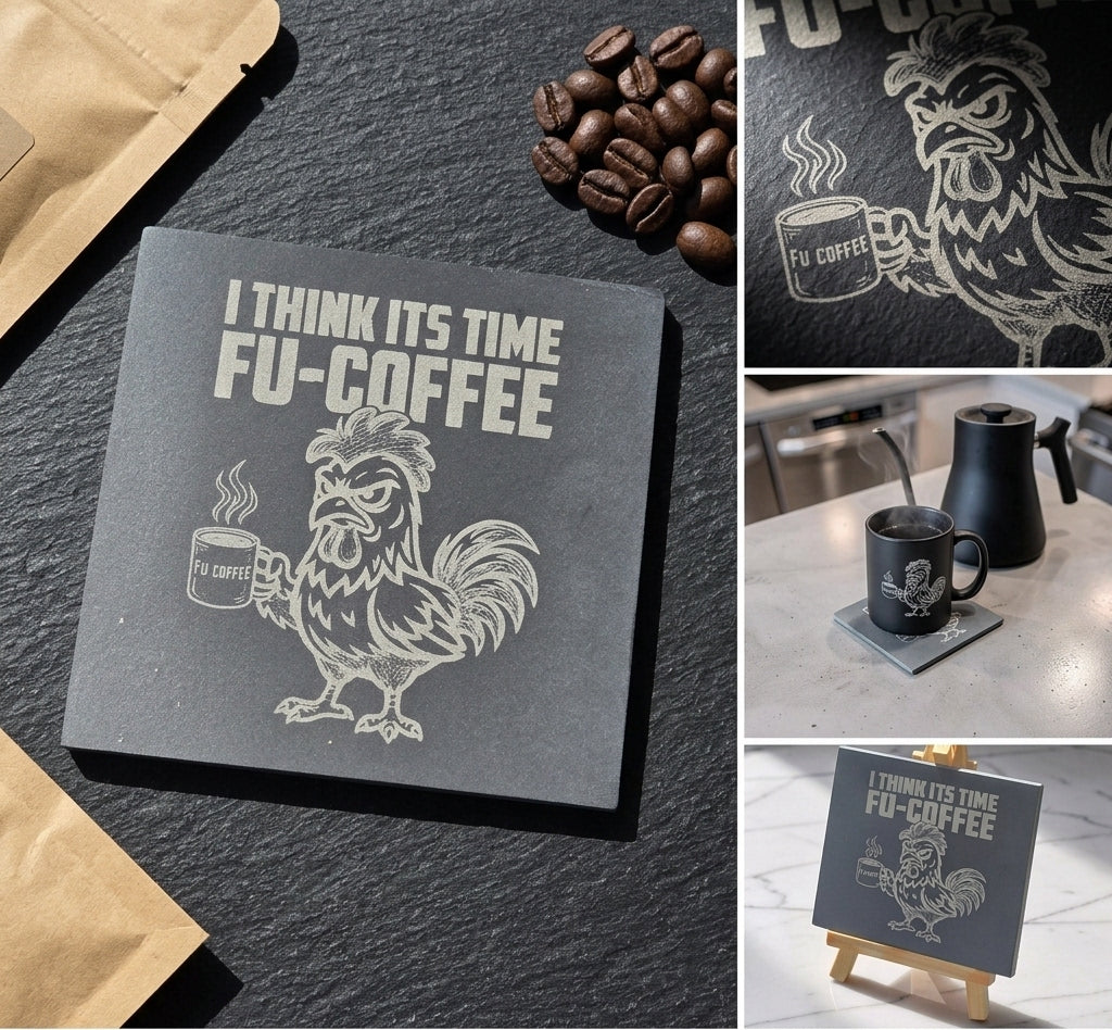 I Think Its Time FU-COFFEE - Slate Coaster