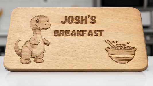 Personalised Kids Dinosaur Breakfast Board - Your Name Engraved