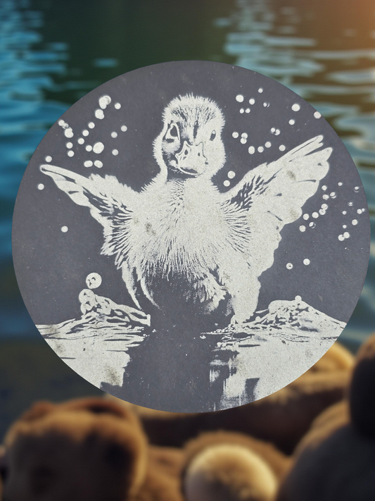 Duckling Round Slate Coaster - Cute Duck Themed Drinks Mat