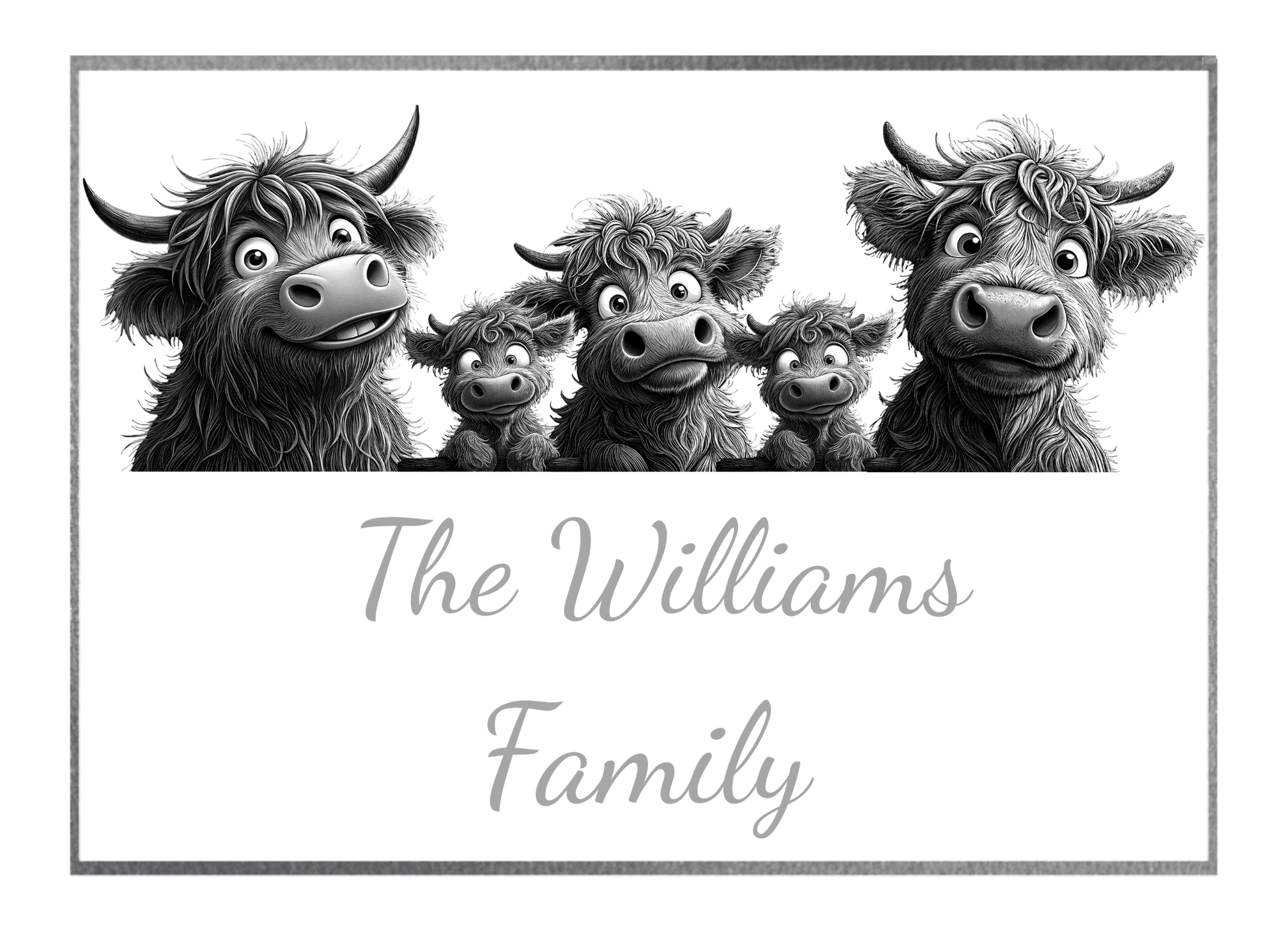 Highland Cow Slate Bundle - Personalised Family Slate Plus 4 Slate Coasters