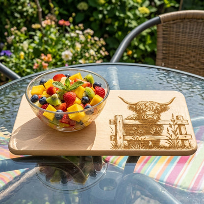 Highland Cow Engraved Wooden Breakfast Board