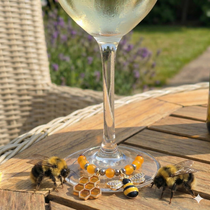 Bee & Honeycomb Wine Glass Charms (Set of 4)