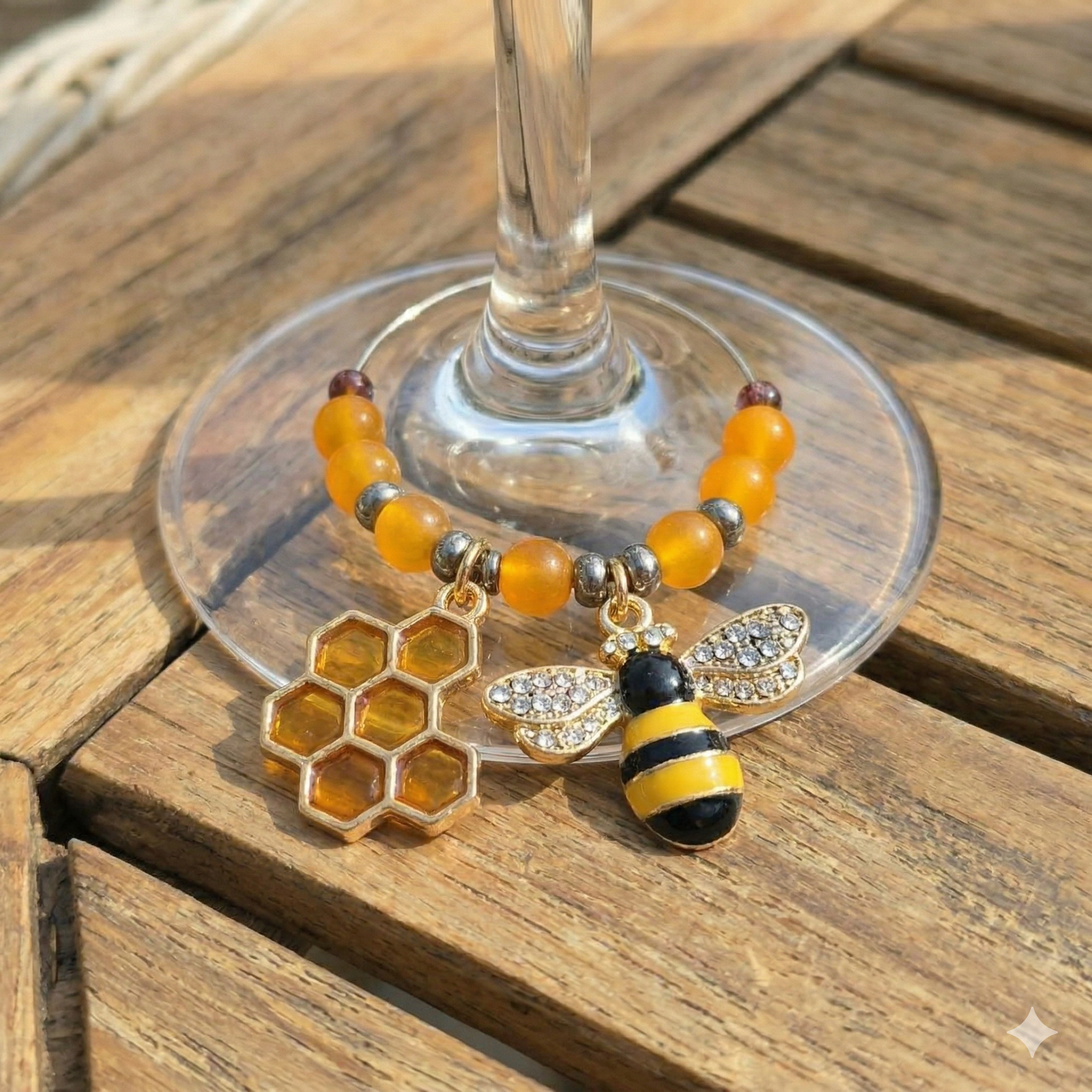 Bee & Honeycomb Wine Glass Charms (Set of 4)
