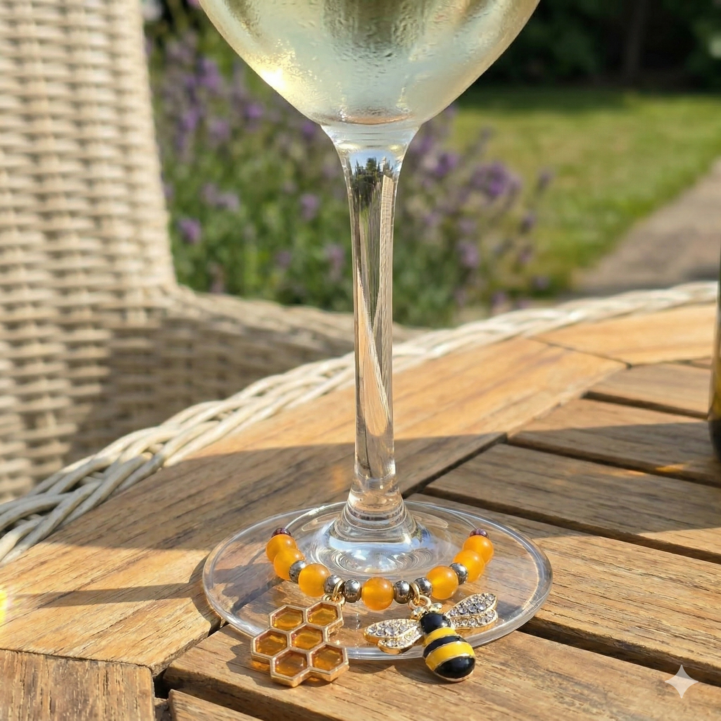 Bee & Honeycomb Wine Glass Charms (Set of 4)