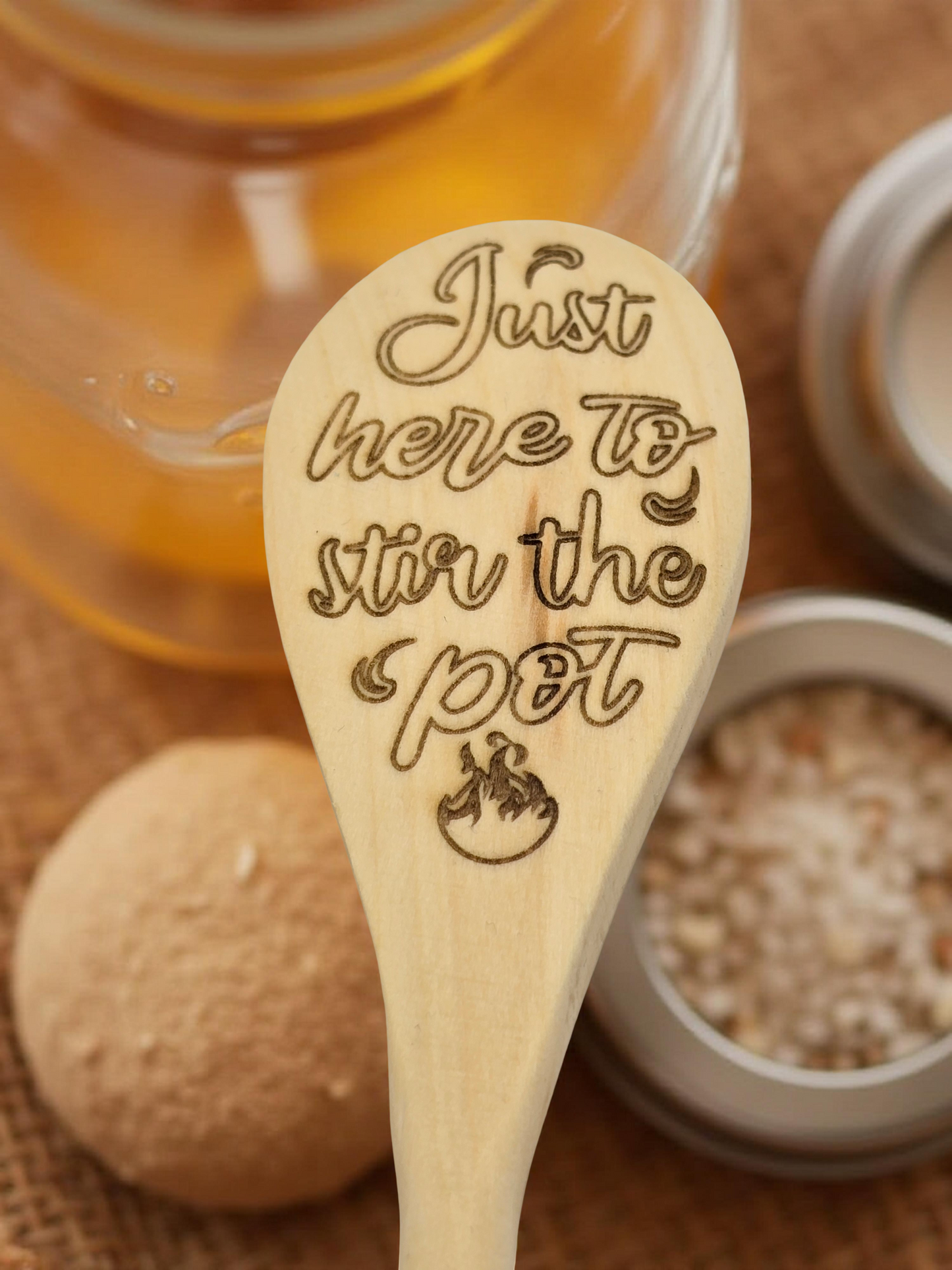Engraved Beech Wood Kitchen Spoons - Kitchen Utensil Gift