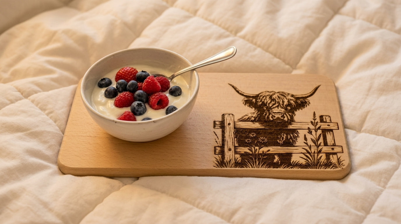 Highland Cow Engraved Wooden Breakfast Board