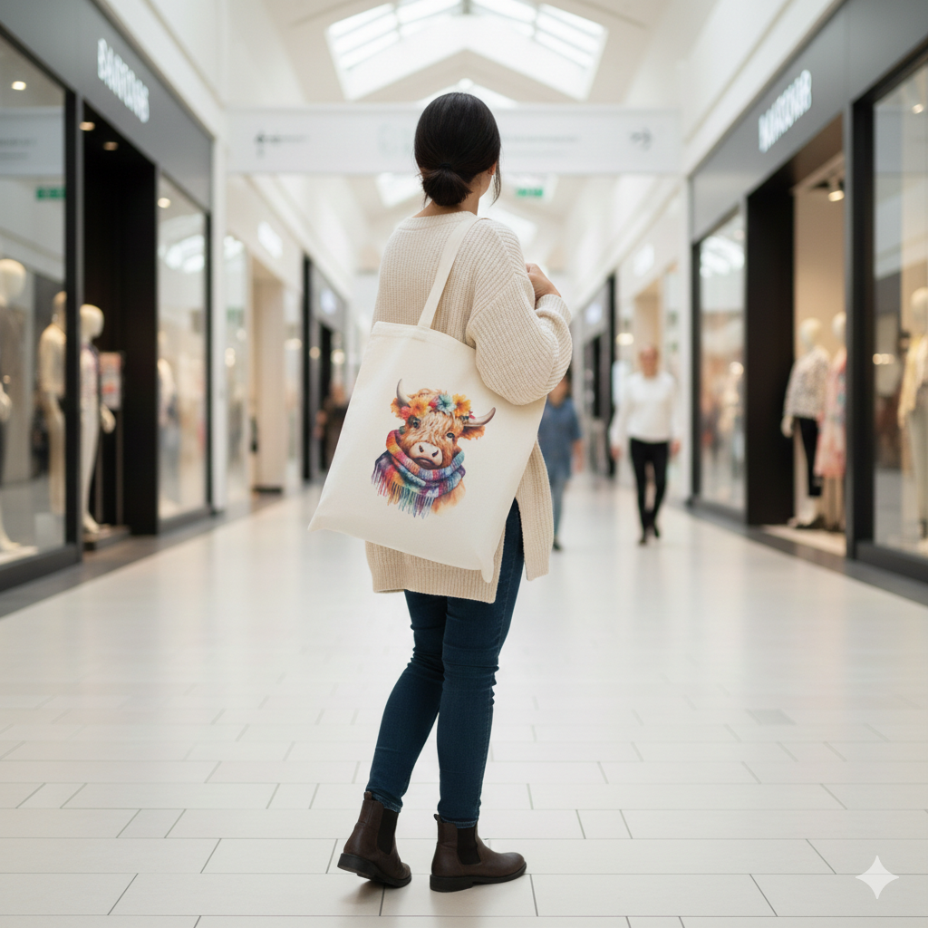 Colour Splash Highland Cow Canvas Tote Bag