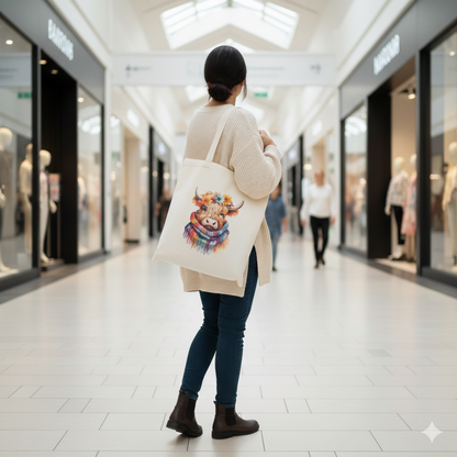 Colour Splash Highland Cow Canvas Tote Bag
