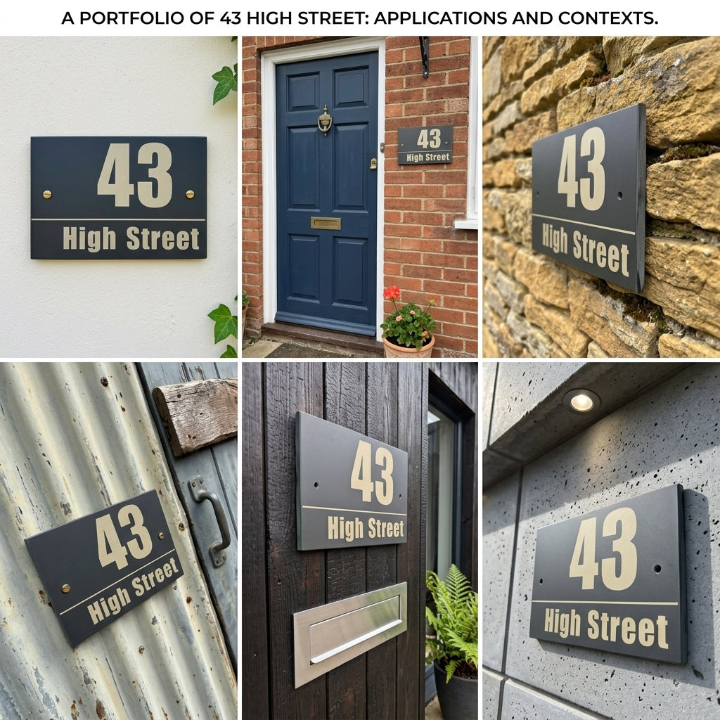 Contemporary Engraved Slate House Number & Street Sign