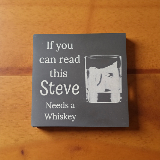 personalised slate coaster for whiskey drinkers