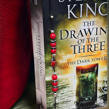 Ladybird elastic wraparound Bookmark - beaded charm page holder for books, diaries and Journals