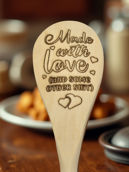 Engraved Beech Wood Kitchen Spoons - Kitchen Utensil Gift