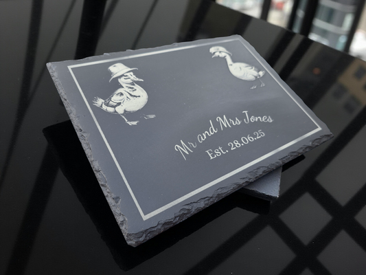 Personalised "Mr & Mrs" Duck Slate Serving Platter - Cheese / Charcuterie Board