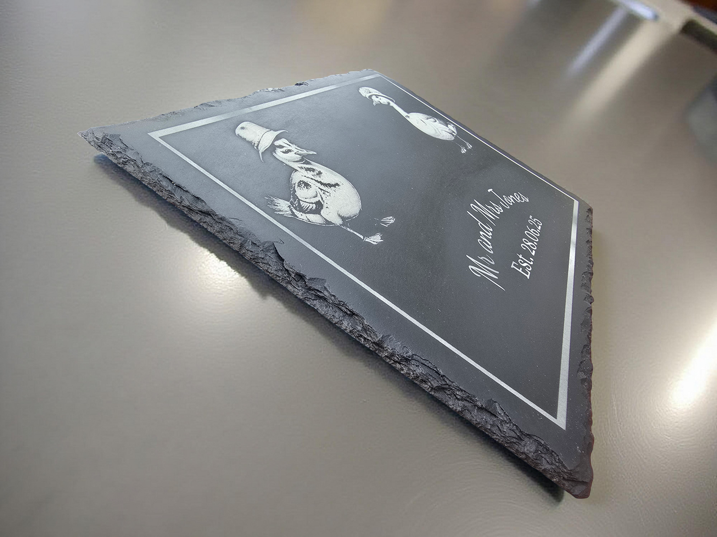 Personalised "Mr & Mrs" Duck Slate Serving Platter - Cheese / Charcuterie Board