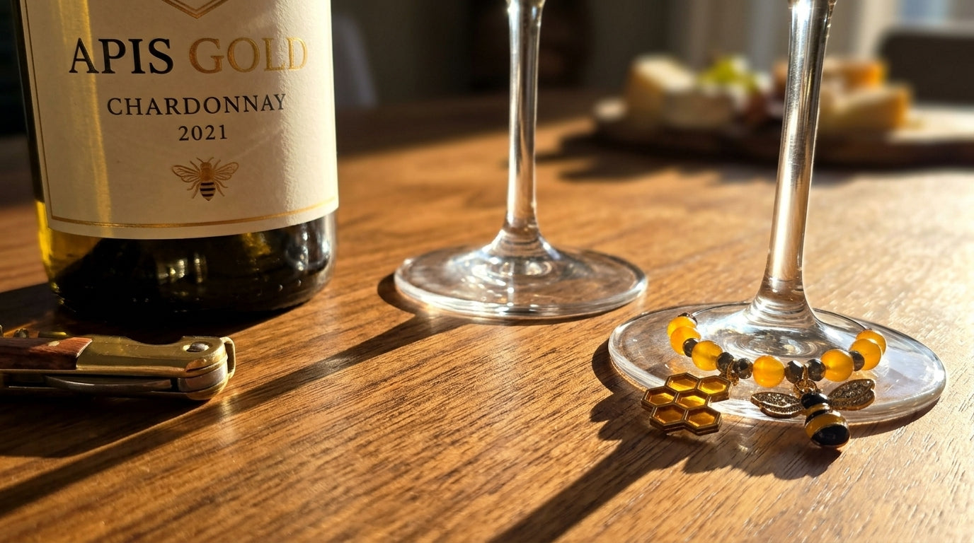 Bee & Honeycomb Wine Glass Charms (Set of 4)