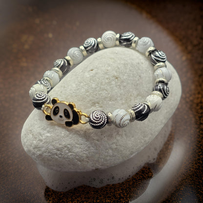 Panda themed kids bracelet - Black and white cute Panda design