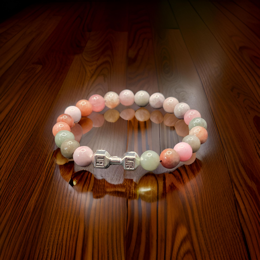 Women's Dumbbell beaded elastic bracelet with Live-Lift slogan