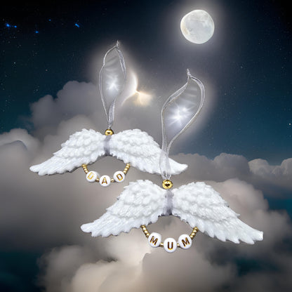White Resin Angel Wings (Mum / Dad) - Hanging Decoration
