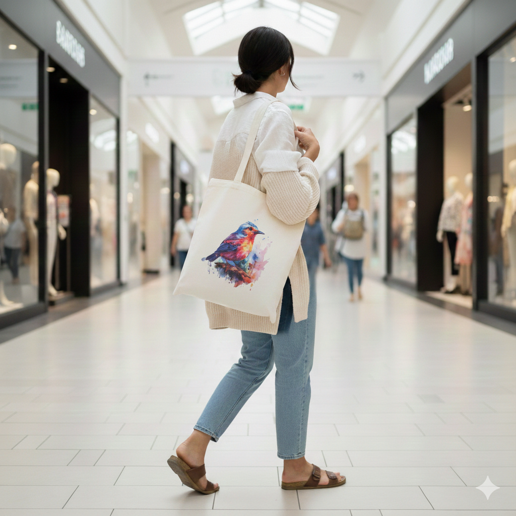 Colour Splash Robin Canvas Tote Bag