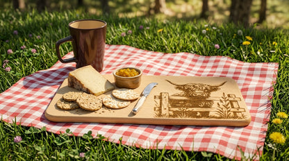 Highland Cow Engraved Wooden Breakfast Board