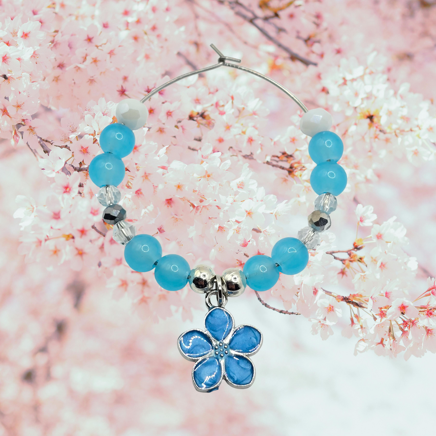 Sakura Cocktail Glass Charms - Floral Wine Glass Charms