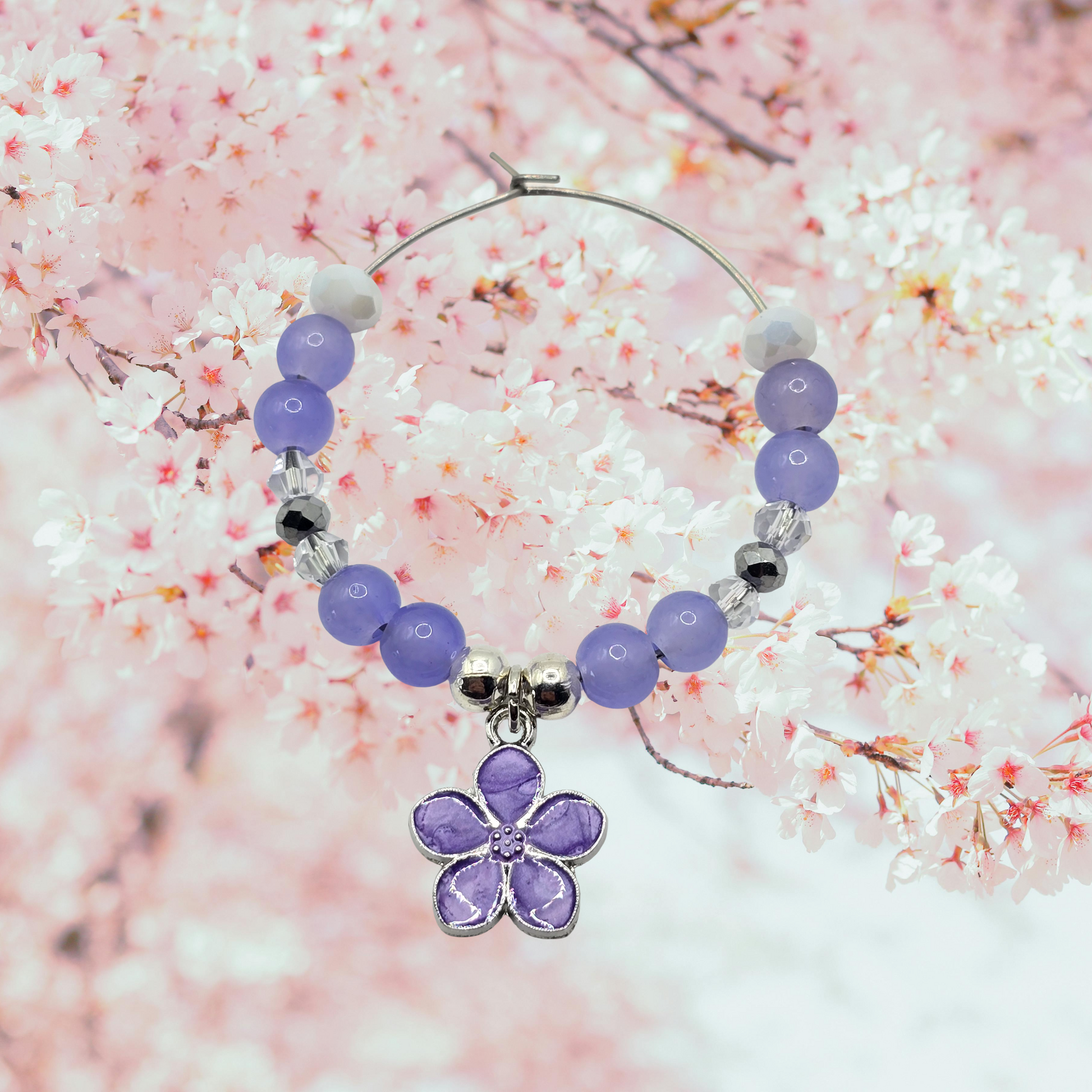 Sakura Cocktail Glass Charms - Floral Wine Glass Charms